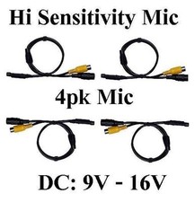 4pk Mini high sensitivity Microphone for CCTV survelliance DVR Systems
