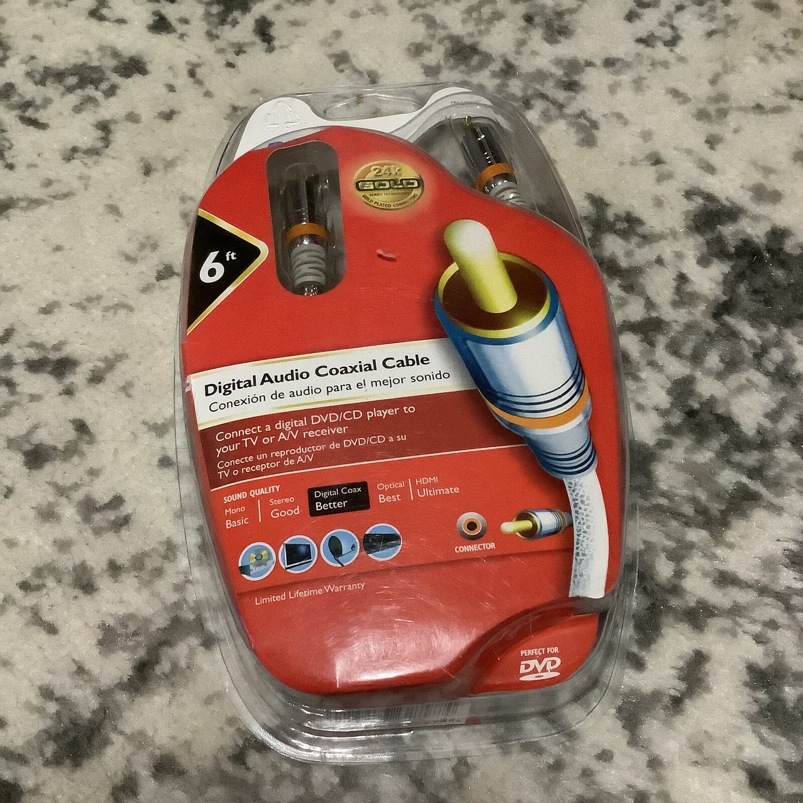 Philips Digital Audio Coax Cable 24K Gold Plated Series DVD/CD/TV/AV