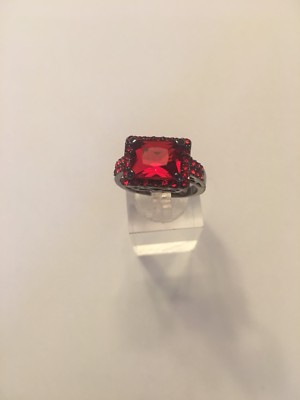 Size Red Ruby Head Black Rhodium Plated RING-R1817