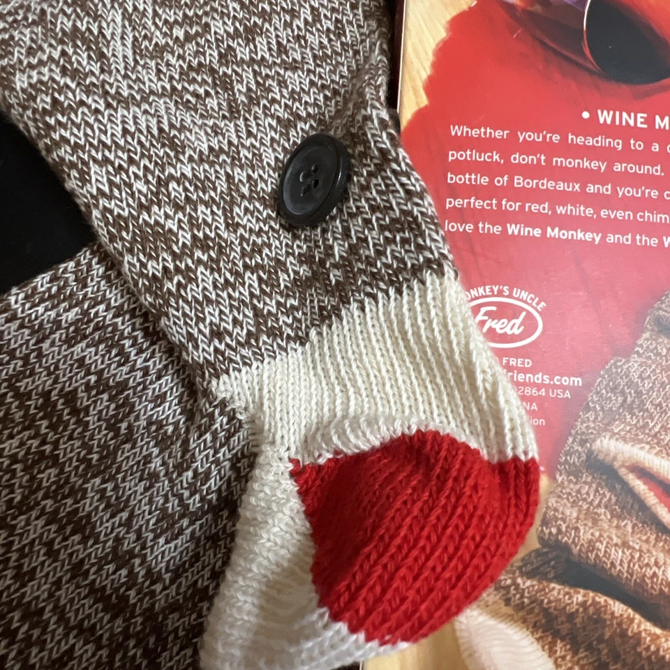 Fred Wine Monkey Marrón Calcetín Botella Caddy Cubierta de Vino, Portabotellas Regalo, Nuevo Foto 4 de 4