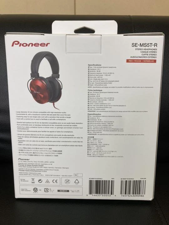 Auriculares Pioneer SE-MS5T sellados/rojos de alta resolución SE-MS5T-R nuevos Japón Foto 2 de 4