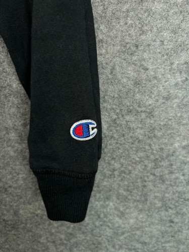 Champion Kids Black Hoodie Size Medium Sweatshirt Embroider White Spell Out Logo - Picture 3 of 13