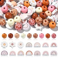 100Pcs Wooden Beads Spacer Bead Round for DIY Bracelets Necklaces Jewelry Making