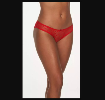 Fredericks Of Hollywood Size 1X Red Maree Hearts Lace Love Panty NWT