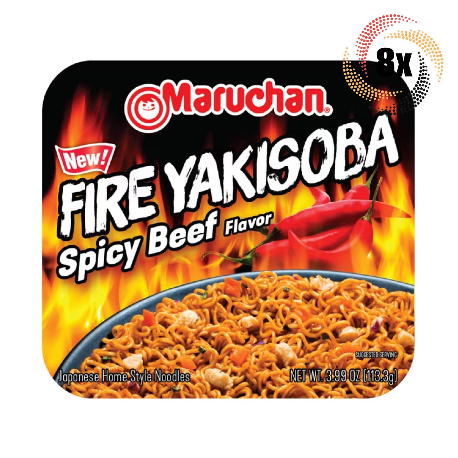 8x Packs Maruchan Fire Yakisoba Spicy Beef Home Style Japanese Noodles | 3.99oz