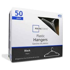 Mainstays Plastic Notched Clothing Hangers, 50 Pack, Black