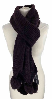 Tuch Schal Scarf Stola Damen Bommeln Winter Warm Lang Blau o. Lila PIA ROSSINI 