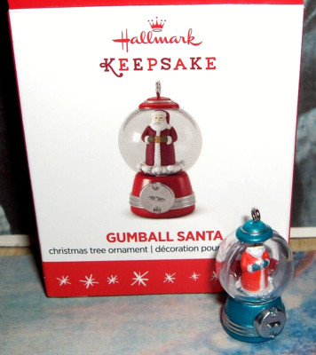 Gumball Santa`2016`Miniature-Repaint-How Did Santa Get Inside-Hallmark Ornament
