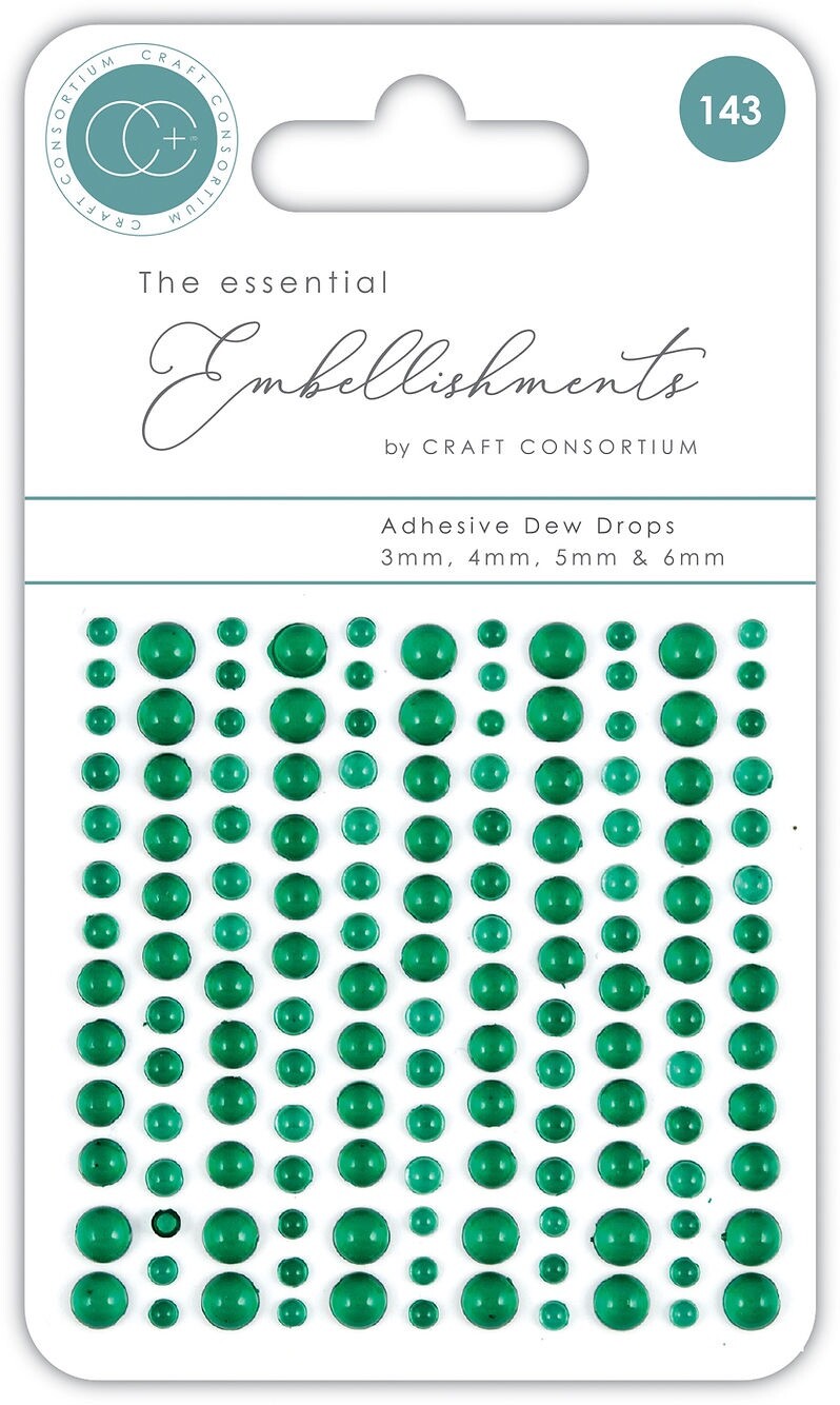 Craft Consortium 143 Self Adhesive Dew Drops Green Pearls Birthday Card Making