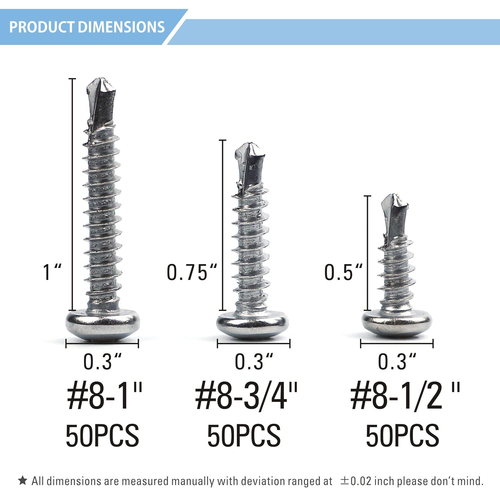 150 Pack 410 Stainless Steel Pan Head Phillips Self Drilling Screws Sheet Metal - Picture 2 of 12