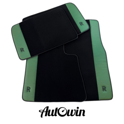 AutoWin Brand Black Floor Mats for Rolls Royce Wraith 2013 2023 | Green Leather