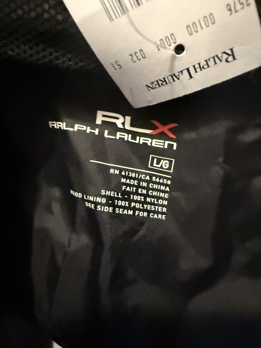 New Ralph Lauren RLX 100% Poly Black Navy Golf Windbreaker Logo