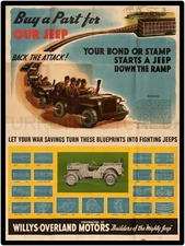 Willys Military Jeep Ad 9" x 12" Metal Sign