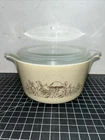 VTG PYREX Forest Fancies Mushroom Casserole Dish 473-B 1L W/matching Lid