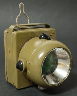 Alte Lampe Eisemann LS Handlampe Bundeswehr Bergbau lamp Militär oliv olivgrün - Bild 1 von 4