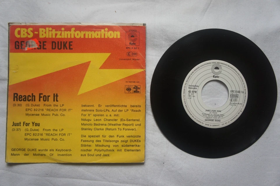 George Duke - Reach For It, "7", Promo, 1977, Deutsche Pressung - Bild 2 von 2