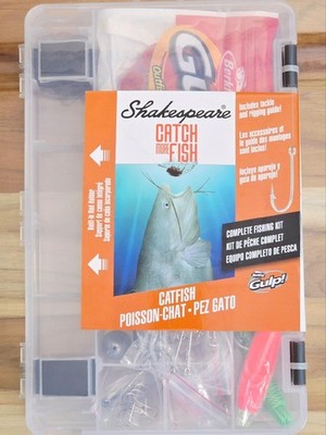 Shakespeare Catch More Fish Catfish Tackle Box Kit 40pc Hooks Sinker Bobber Bead