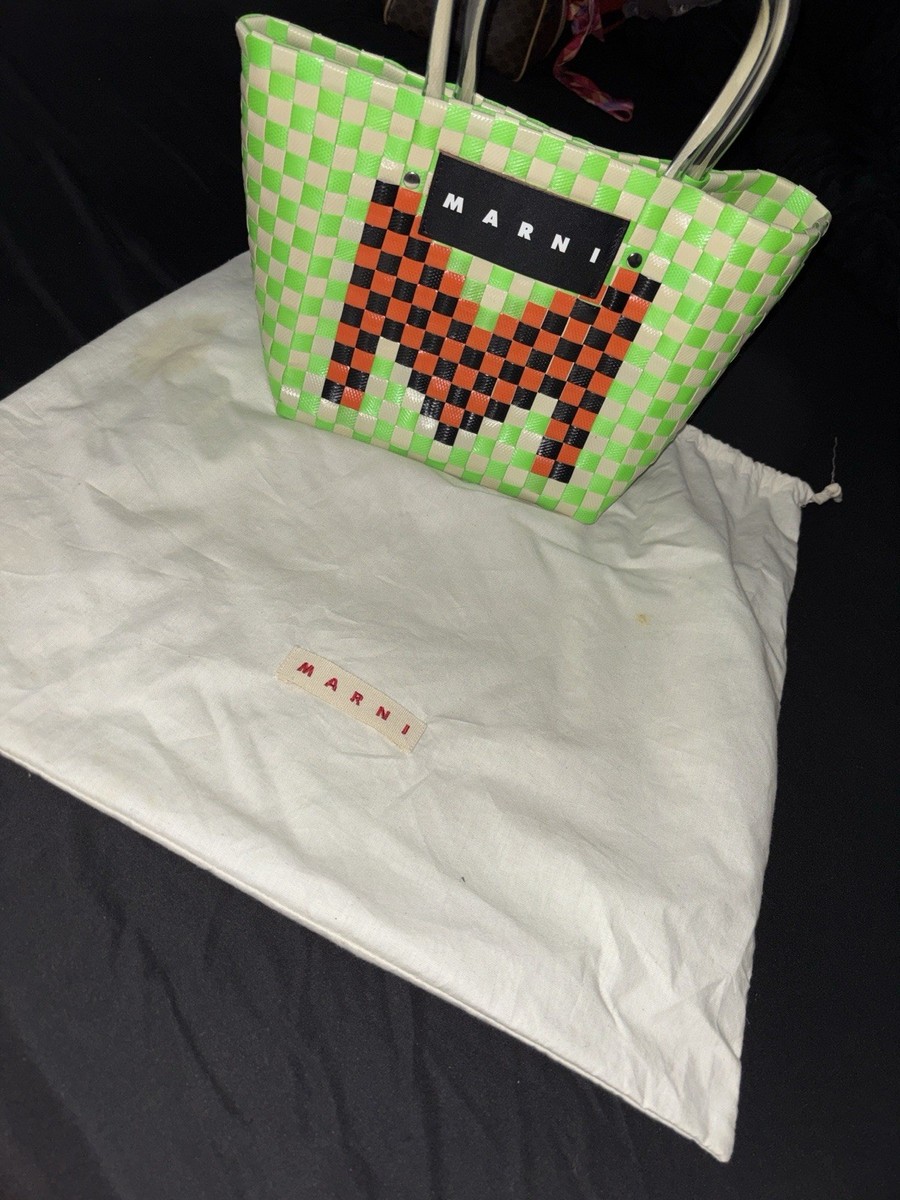 Marni Market Basket Tote Bag Green and Orange Woven | eBay