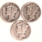 (3) Mercury Dimes - Fine - 1941 1942 1944 - #4823ED