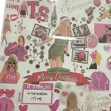 Taylor Swift Merry Christmas Eras Tour Inspired Gift Wrap 5 Sheets 20.8in x 30in