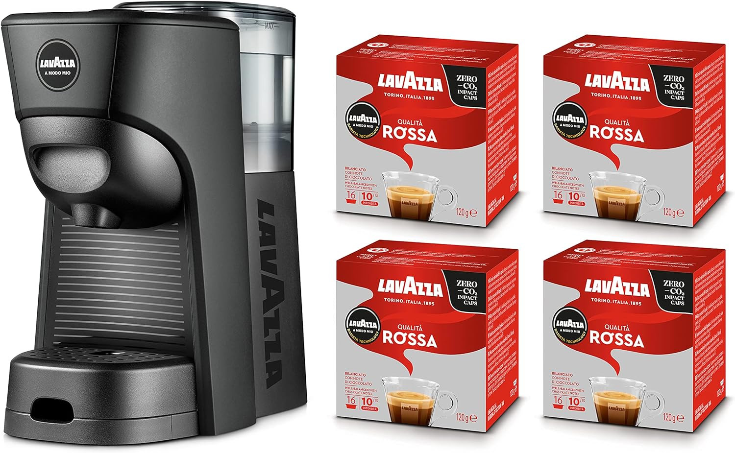 Kit Lavazza Tiny Eco Nera + 64 Capsule Qualità Rossa - Prezzo Speciale