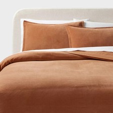 Full/Queen Cotton Velvet Duvet Cover and Sham Set Camel - Threshold: OEKO-TEX