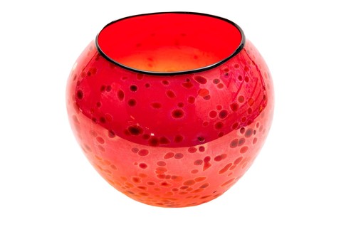 Dale Chihuly roter Korb mit schwarzem Lippenwickel signiert mundgeblasenes Glas 1995 - Bild 7 von 15