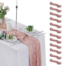 12 Pack Dusty Pink Cheesecloth Table Runner 9ft17 x 108 inch Gauze Table Runn...