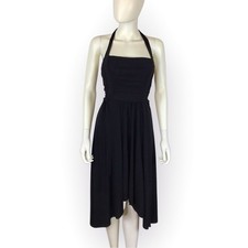 BCBGMaxAzria Black Halter Dress Ruched Stretchy High Low Little Black Dress