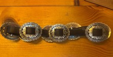 VTG 1993 BRIGHTON Belt Silver Tone Concho Western Leather Sunflower Medium