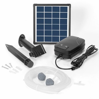Biling Solar Pond Aerator with Battery Backup, 3 Modes 4W, Black 