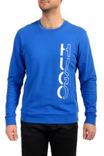 Hugo Boss Men's "Datriots" Blue Logo Print Crewneck Sweatshirt US L IT 52