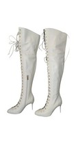 Maison Ernest Bottes Cuir Blanc Lacets Talon Aiguille Haut Doublées 36