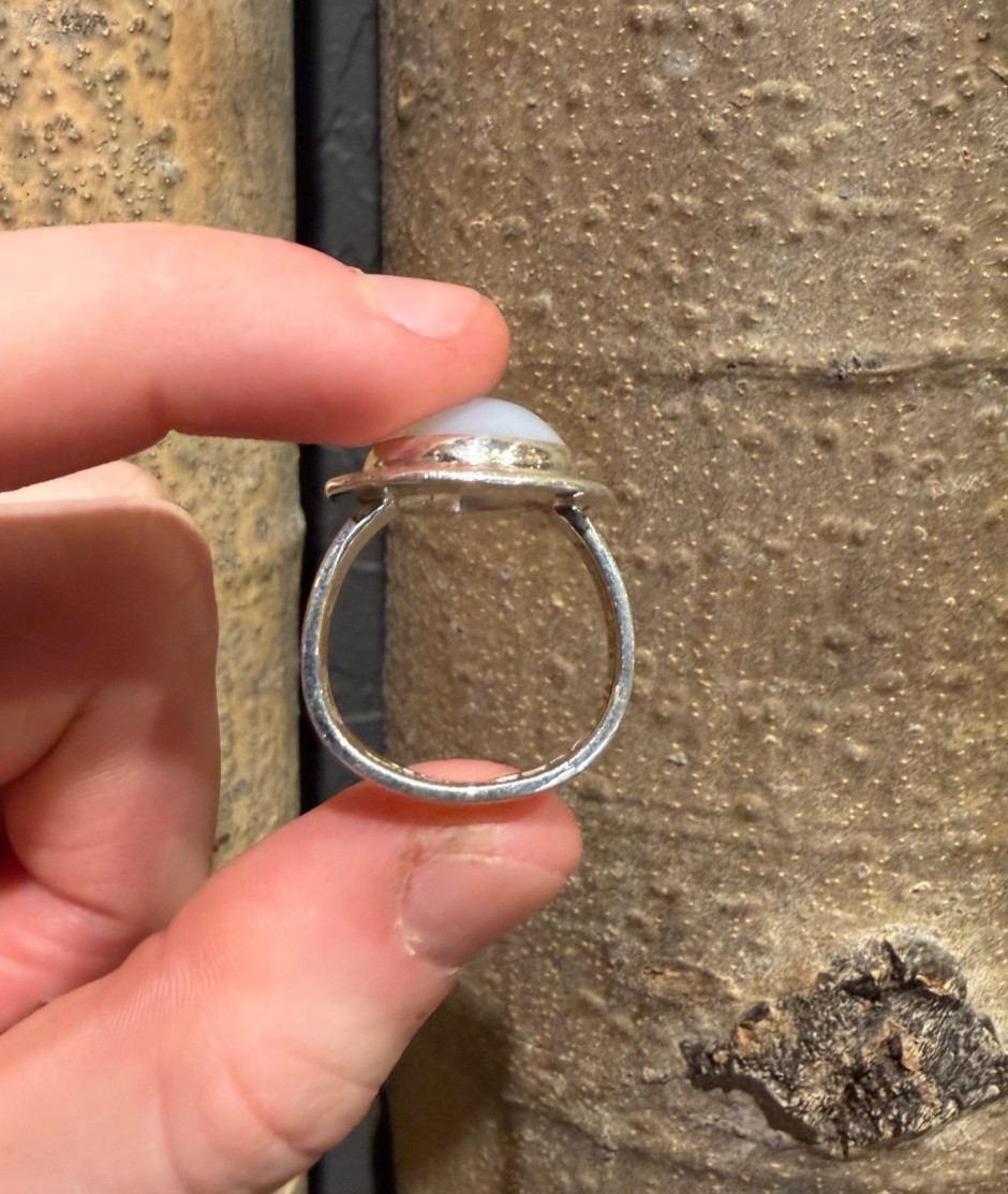 Handcrafted 925 Solid Sterling Silver ring, milky… - image 5