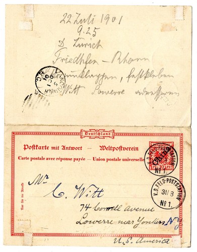Kiao-Ciao 1901 Vero Andate Abroad Question/Answer Card USA Con FP1 (DA8373