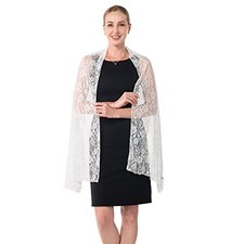 Women s Lace Shawls and Wraps for Formal Evening Party Dress,Bride White