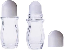 2-Pack 50ml (1.69oz) Clear Glass Refillable Roll-On Bottles, Leak-Proof Massage