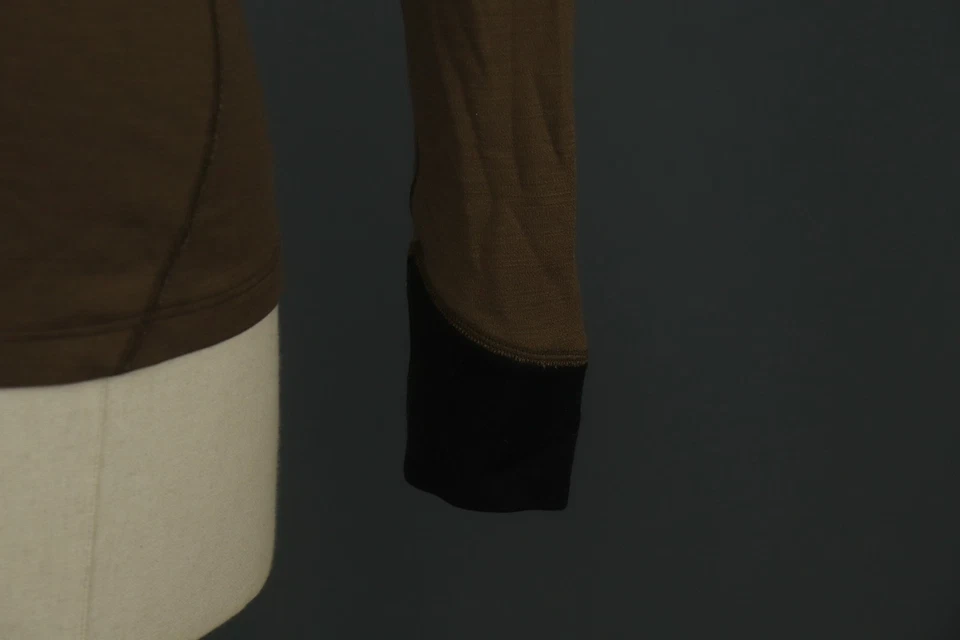 Sudadera IBEX Marrón 100% Lana Merino Manga Raglán Cuello Simulado 1/4 Cremallera Talla S Foto 4 de 4