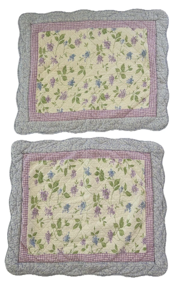 2 fundas acolchadas Martha Stewart florales amarillas lavanda cabaña Shabby Chic Foto 4 de 4