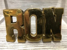 "RON" Vintage NOS New Old Stock Solid Brass Name Belt Buckle Chunky Letters