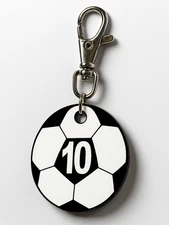Soccer Ball Number Zipper Pull Keychain Just 4 Kicks Inc. 0-50 Reversible NEW