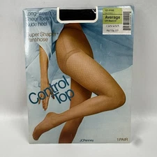 JCPenney Super Shaper Pantyhose Control Top Off Black Average Sheer Toe & Heel