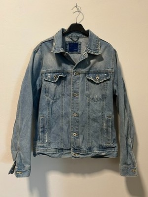 Zara Man Klassische Blau Denim Jeansjacke Übergangsjacke Trucker Western Größe L