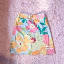 Talbots Bright Summer Floral Vacation Beachy Preppy Kidcore Vivid Stretch Skirt