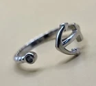 ~VINTAGE~"925"~STERLING~SILVER~BLUE~TOPAZ~"ANCHOR~&~ROPE"~BYPASS~RING~SIZE~7.5~
