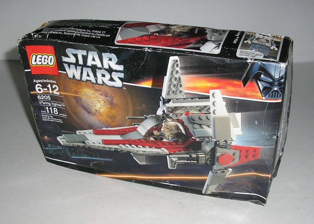 2006 Lego Star Wars Set 6205 V-WING FIGHTER w/ Clone V-Wing Pilot