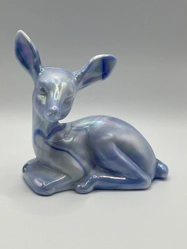 Fenton Glass Deer True Blue Friends Figurine Hard To Find Slag