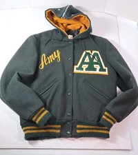 Rare Vintage Delong Wool Cheerleader Varsity Jacket Womens Green Yellow AA AMY