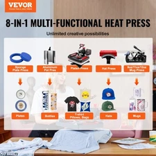 VEVOR Heat Press Machine 12 x 15 Inch 8 in 1 Heat Press Sublimation Machine 360?
