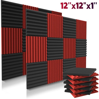 #ad 12 96PCS Acoustic Wall Panels Studio Sound Noise Proofing Insulation Foam RED $63.90